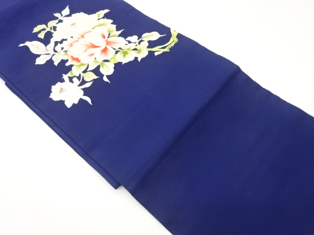 塩瀬手描き花葉模様名古屋帯